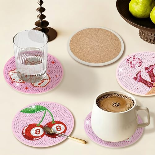 Diamond Art Coasters Kit for Adults, 8PCS Disco Coasters with Holder - Image 2