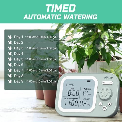 Automatic Plant Waterer Indoor Self Watering System for 15 Potted Plants, Auto Drip Irrigation Kit Programmable Water Timer with Smart Humidity Detection, Green - Image 5