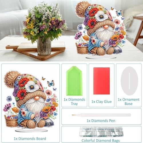 Diamond Painting Kits for Adults Beginners, 5D Full Drill Dwarf Crystal Art Desktop Ornament, DIY Single Sided Home Office Desk Decor, Creative Craft Gift Set with Tools - Image 3