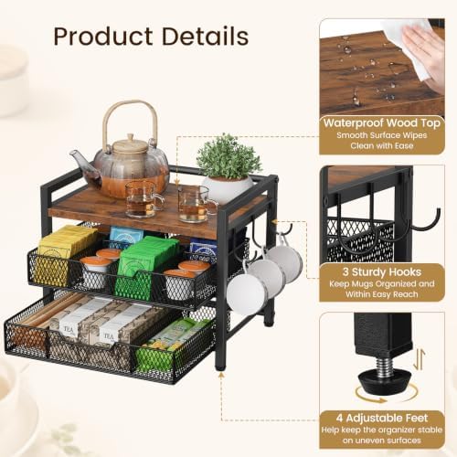 Giikin Tea Bag Organizer, Tea Organizers and Storage with 2 Drawers - Image 5