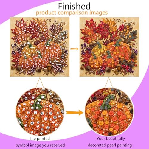 Framed Button Art Kit 11.8" DIY Mosaic Craft for Adults(Maple Pumpkin) - Image 2
