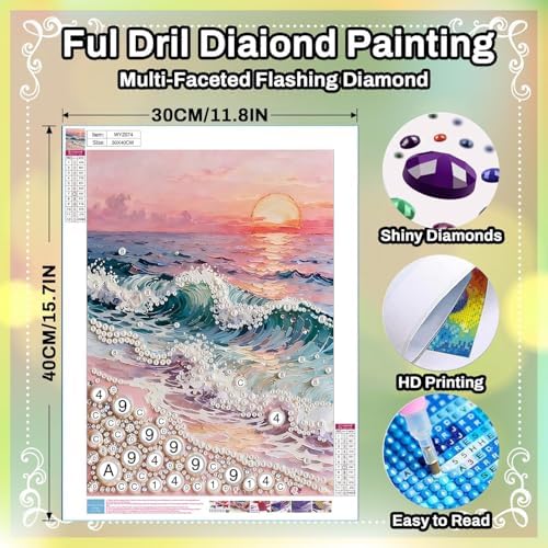 HITO Waves Pearl Diamond Painting Kits for Adults Pearl Diamond Art Kits - Image 2