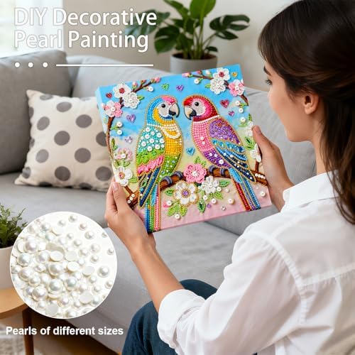 LQCrafK DIY 3D Pearl Art Painting Handcraft Kit for Adults Beginners, Home Wall Decoration, Creative Design Framed Painting with Tools-Parrot - Image 3