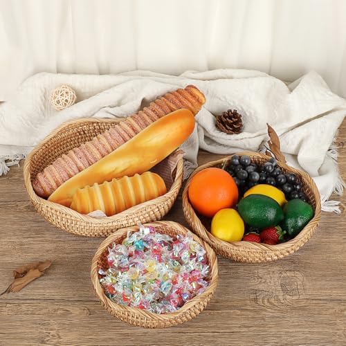 Hipiwe Natural Rattan Tray 8.5" Wicker Key Basket Bowl for Entryway Table - Image 6