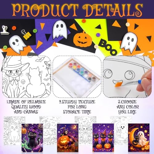 Zhanmai 20 Set Pre Drawn Canvas Painting Kit, Spooky Cute - Image 3