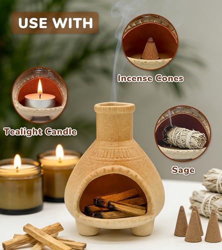 Yellow Mini Ceramic Palo Santo Holder for Incense Sticks and White Sage - Image 3