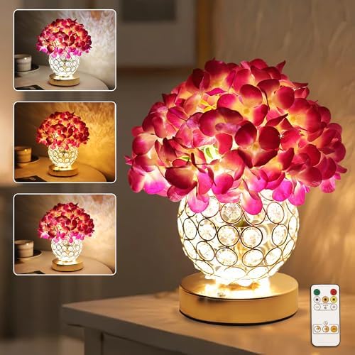 Purple Hydrangea Flower Lamp with Remote Control Romantic Gifts Decor by Hibeauti