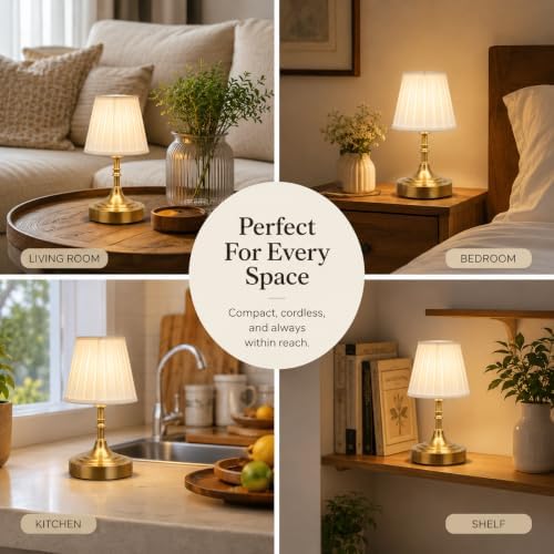 Gold Small Cordless Table Lamp Rechargeable,Mini Lamp - Kitchen Countertop - Image 2