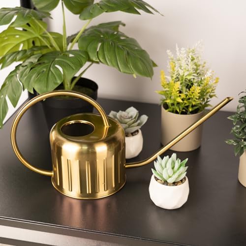 34oz/1L Stainless Steel Watering Can, Rust-Proof Indoor/Outdoor Watering Can for House Plants, Long Spout Water Can for Succulent Bonsai Garden Flowers (Gold Color) - Image 6