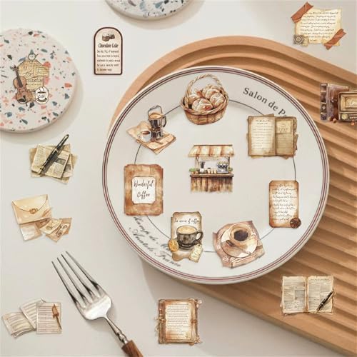 50 PCS Retro Coffee Shop Stickers for Scrapbooking Journaling Junk Journal Scrapbook Supplies - Waterproof Transparent PET Aesthetic Decals for Resin Crafts Decorative Art Crafts (Retro) - Image 6