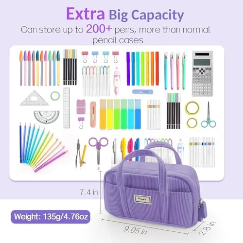 Sooez Large Pencil Case Pouch, Extra Big Pencil Bag with 5 Compartments - Image 3