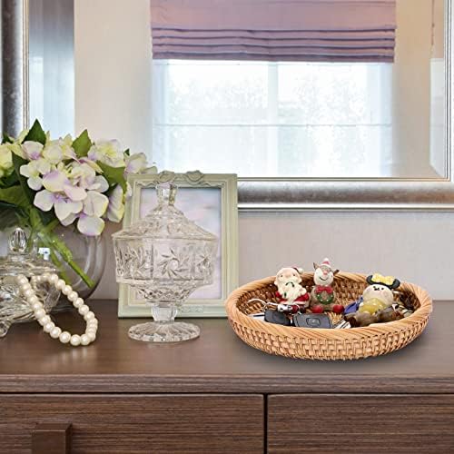Hipiwe Small Round Keys Basket Bowl for Entryway 8.6" Wicker Rattan Basket - Image 2