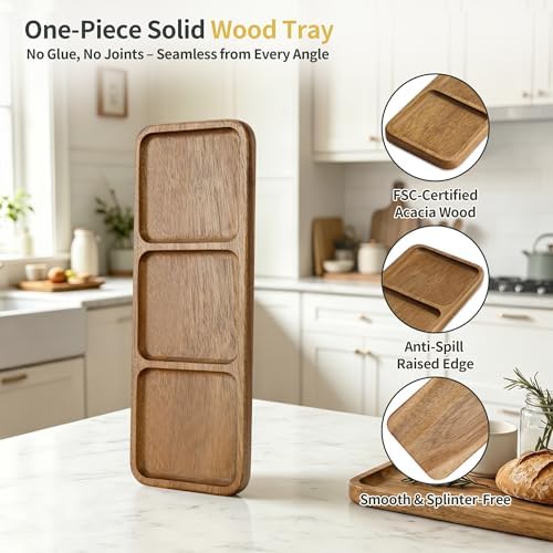 Small Wood Tray – Acacia Serving Platter Vanity Tray Mini Wooden Tray Decor - Image 3