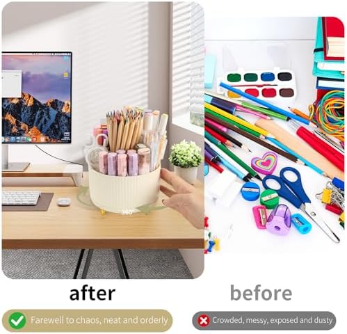 Camelmother 360°Rotating Pen&Pencil Holder For Desk With 5Slots Cute Office - Image 3