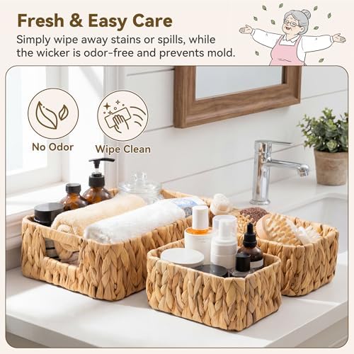 GRANNY SAYS Small Wicker Baskets for Shelves, Water Hyacinth Storage Basket - Image 4