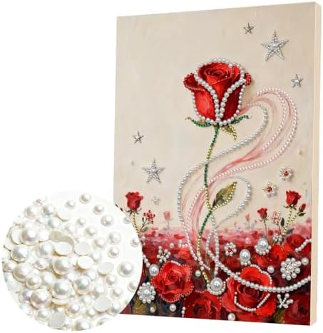 DIY Pearl Painting with Frame, Creative Design, Handmade Stress-Relieving Home Wall Decoration, Includes Frame and Tools-Red Rose-3 - Image 6
