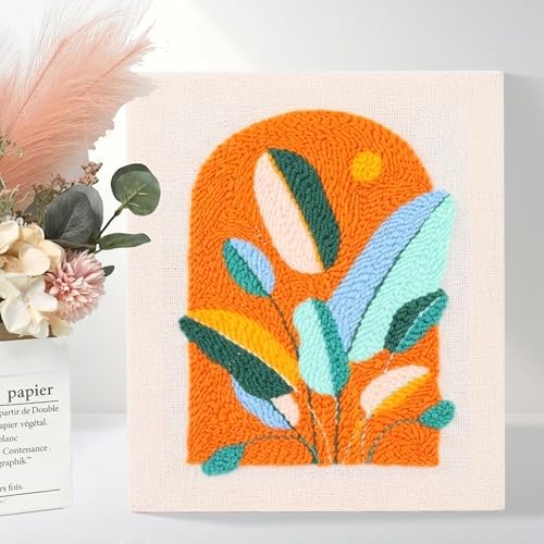 Craftdiam Punch Needle Kit for Adults Beginners, Complete DIY Punch Needle Embroidery Starter Kit with Pre-Printed Pattern, Yarn and Tools, Handmade Wall Art Craft Gift(Orange Color) - Image 2