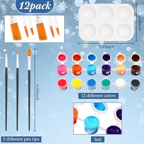 Ctosree 12 Pack Sip and Paint Kit Pre Drawn Canvas,Winter Xmas,10 x 8 Inch - Image 3