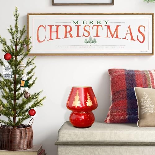 ULAROOM Christmas Battery Operated Mushroom Lamp - Vintage Small Table Lamp with Timer, Cordless Bedside Nightstand Lamp, Glass Battery Powered Lamp for Bedroom Kitchen Living Room Decor Aesthetic - Image 6