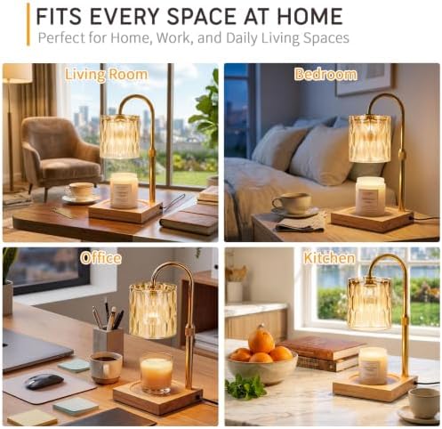 TOACSUCP Candle Warmer Lamp with 3 Bulbs, Adjustable Height Dimmable Candle Warmer with Timer, Compatible with Large Jar Candles, Candle Lamp with Charming Gift Box Ribbon for Her/Him(2 Pack) - Image 6