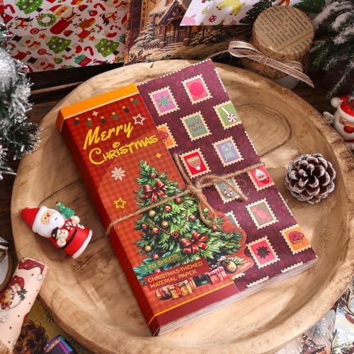 400Pcs Vintage Scrapbooking Supplies, Scrapbook Paper for Journaling Supplies, Decoupage Paper for Bullet Junk Journal Decorative Paper (Christmas 8 Theme) - Image 3