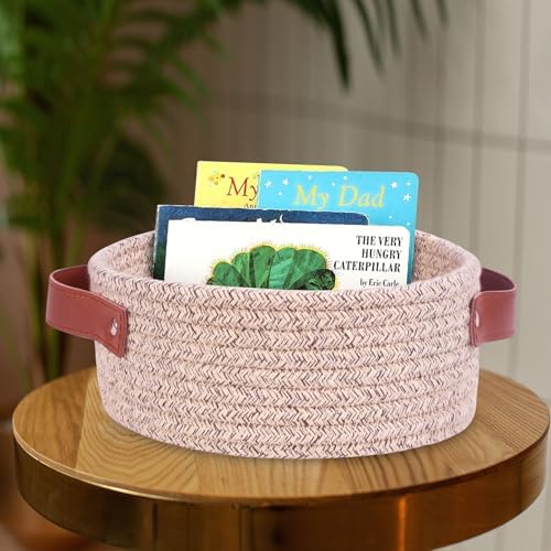 ABenkle Small Storage Basket, Mini Cotton Rope Storage Bin, Cute Tiny Shelf Baskets, Boho Decorative Toy Organizer for Nursery, Spa, Empty Gift Basket - XS, Mixed Brown - Image 3