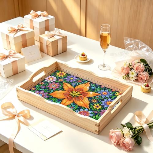 Flower Diamond Art Tray with Handles Arts and Crafts Home Decor 7.8×11.8 in - Image 6