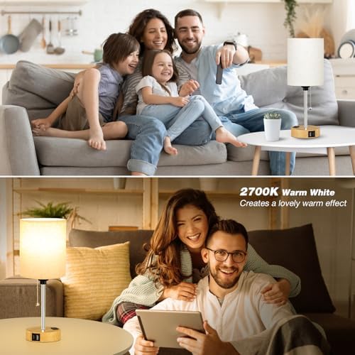 Small Bedside Table Lamp for Bedroom, Desk Lamp with USB Ports for Dorm - Image 5