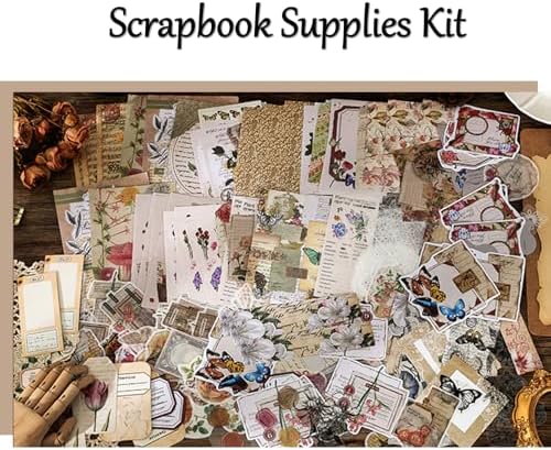 Vintage Aesthetic Scrapbook Supplies Kit, 180 pcs of Scrapbook Paper, Washi Stickers and Small Cards for Scrapbooking DIY Albums Junk Journals Bullet Journals Collages, Retro Aesthetic Decor (Nature) - Image 6