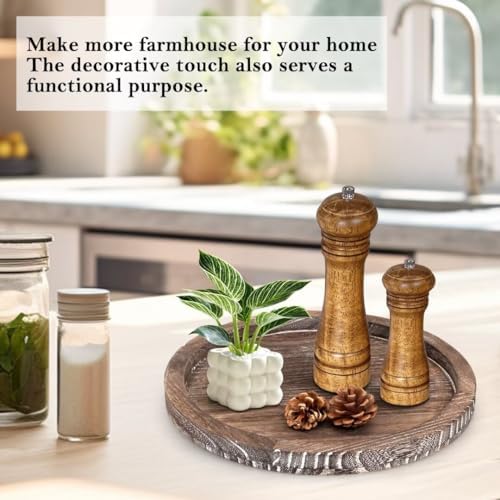 Round Decorative Wooden Serving Trays for Ottoman Coffee Table Tray Decor - Image 6