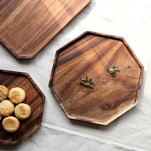 2 Acacia Wooden Trays Serving Platter Cheese Veggie Round Charcuterie Board - Image 4