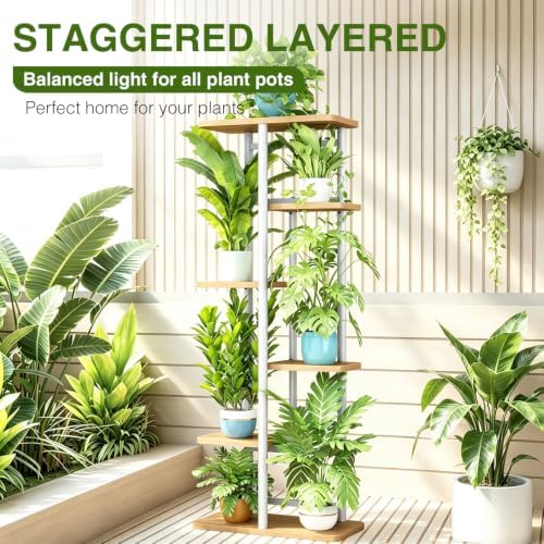 LINZINAR Plant Stand Indoor 6 Tier Metal Corner Tall Flower Shelf - Image 4