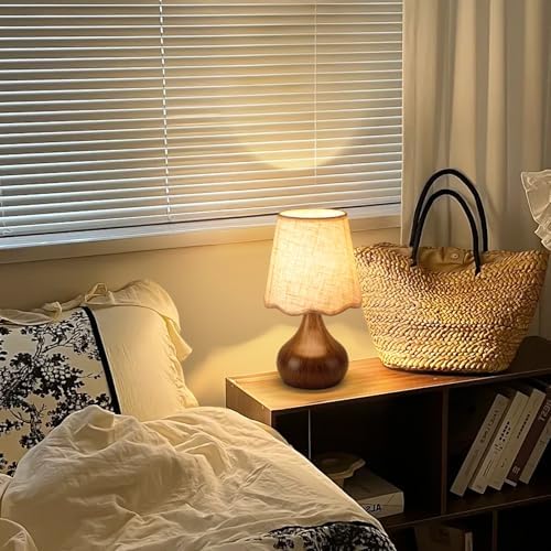 Ziqqeelam Wood Grain Small Table Lamp, Farmhouse Bedroom Lamps for Bedside Nightstand, Vintage Small Table Lamps for Small Spaces for Kitchen Counter, Home Office, Living Room, Kids Dorm, Bookshelf - Image 6