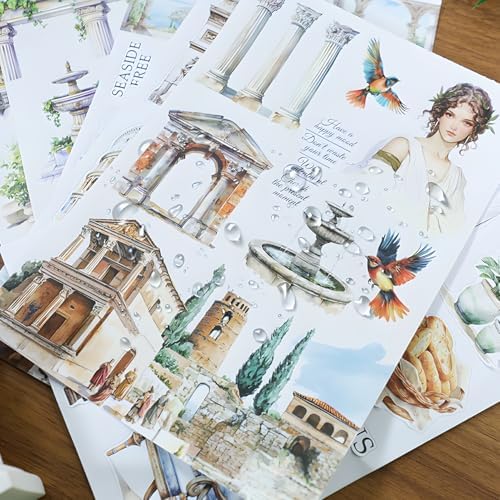 Snycler Under The Olive Tree Theme Sticker Scrapbooking Supplies for Junk Journal, 20 Sheets PET Stickers - Vintage Journaling Stickers, Ephemera Sticker Book Pre Cut, Junk Journal Supplies - Image 4