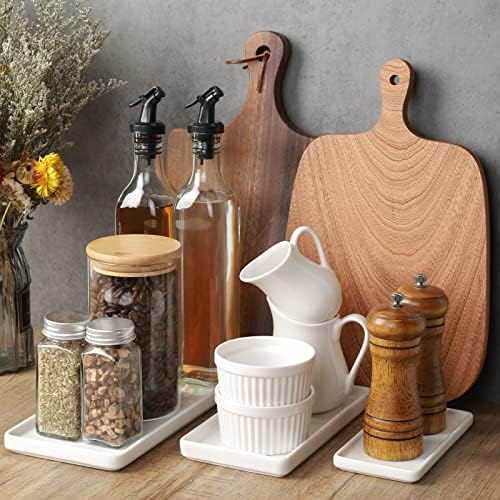 Gurygo 6" Small Ceramic Bathroom Tray for Kitchen Counter - Rectangle Ceramic Sink Tray for Bathroom Counter - Porcelain Dispenser Organizer for Kitchen Bathtub Counter, White - Image 6