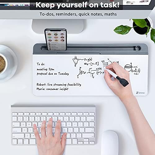 Varhomax Glass Desk Whiteboard with Storage, Desktop Organizer to-do List Memo Notepad Dry Erase White Board for Home Office and School Supplies (Gray) - Image 2