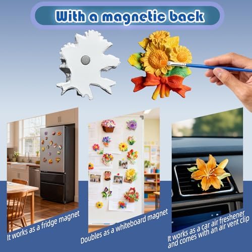 15 Pcs Plaster Painting Kit, Flower Magnet Craft Kit for Adults & Teens - Image 2