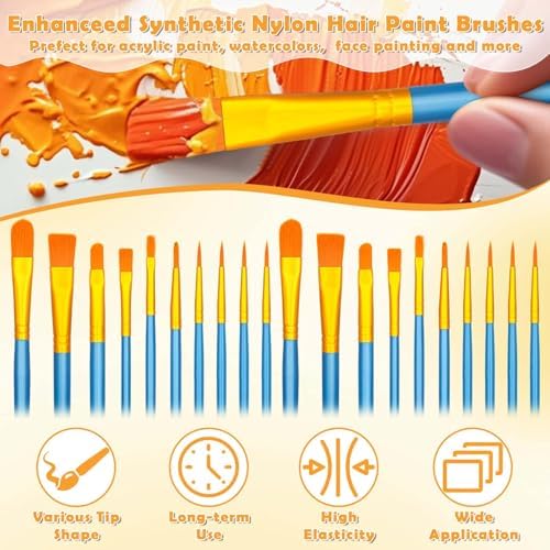 100-Pack 8x10 Inch Canvas Boards for Painting – Complete Art Kit with 50 Brushes, 20 Art Aprons & Paint Trays – Includes Mini Easel for Adults Beginners & Party Art Projects Home Deco - Image 4