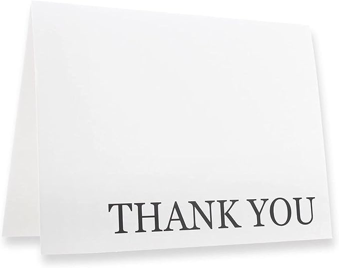 Sustainable Greetings 120 Pack Thank You Cards with Envelopes Bulk for Weddings, Bridal Showers, Graduations, Bridal, Blank Inside - Minimalist Black and White Design Thank You Card