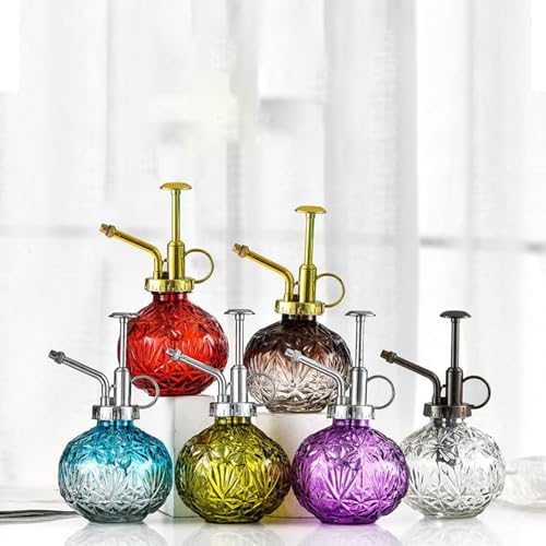 Spray Bottle for Plants, Plant Mister Spray Bottle, Glass Plant Mister Spray Bottle, Embossed Vintage Glass Watering Can, Succulent Watering Bottle with Top Pump for Outdoor (KK) - Image 5