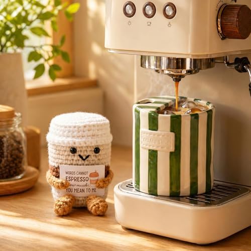 Coffee Lover Gift Set for Women Men, Ceramic Mug Crochet Coffee Cup - Image 2