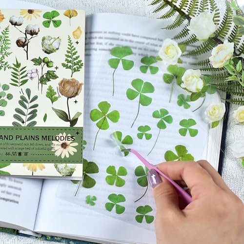 400PCS Plants Floral Scrapbook Stickers Kit Vintage Fern Flowers Green Transparent Waterproof Stickers Book for Scrapbooking Supplies Aesthetic Junk Journal Journaling Craft 20-Page - Image 2