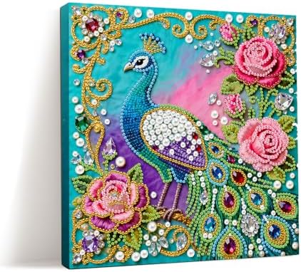 ARTopet DIY Pearl Painting Kit with Frame Gemstone Pearl Diamond Dots Beads Canvas Art Craft for Adult Beginners Display for Tabletop and Wall Mounting Home Decor-Peafowl by ARTopet