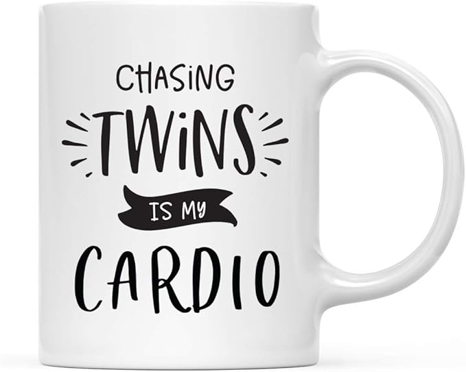 Andaz Press Mother's Day 11oz. Ceramic Coffee Tea Mug Gift for Mom, Chasing Twins is My Cardio, 1-Pack