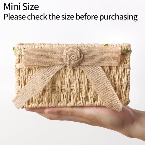 Moosky Mini Wicker Shelf Storage Baskets, Beige, 7.1" x 4.7" x 3.9" - Image 7