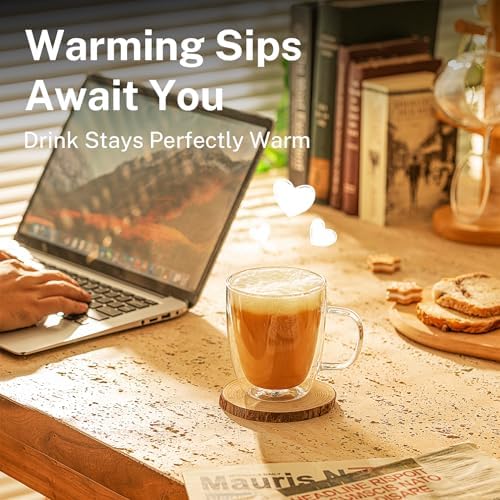 Sweese 12.5 oz Double Wall Glass Coffee Mugs Set of 2 - Insulated for Espresso, Latte, Tea Beverages - Image 5
