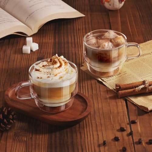 glastal 12oz Double-Wall Latte Espresso Macchiato Coffee Glasses Set of 4 - Image 4