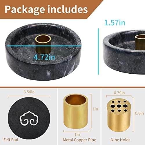 Natural Marble Palo Santo Holder,Incense Burner for Palo Santo Sticks, Handmade Stick Incense Holder Ideal for Smudging, Incense Burning, Decoration.Easily Grab All Incense Ash (Black) - Image 2