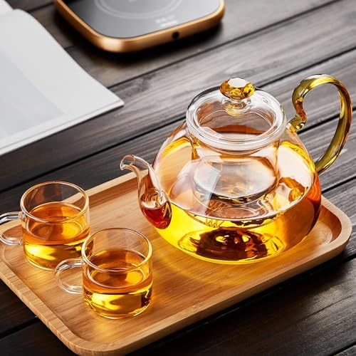 Large Capacity Glass Teapot with Removable Infuser, Stovetop Safe, Thickened Heat-Resistant Borosilicate Glass, 46 fl oz - Image 2