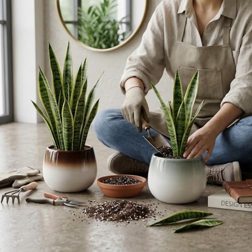 Ceramic Plant Pots, 5.5 Inch Indoor Planters, Ombre Glaze for Houseplants - Image 4